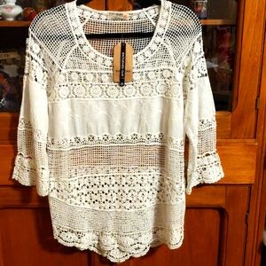 Medium Ruff Hewn Ivory cotton Crochet Top